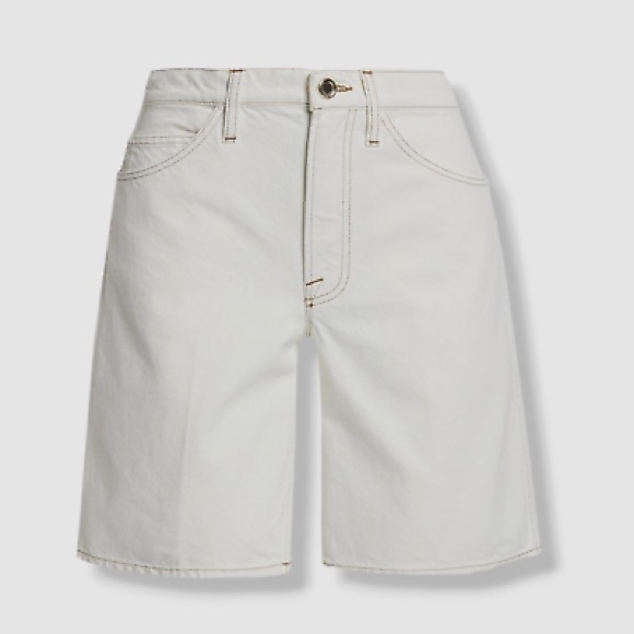 FRAME Le Italien White Denim Shorts / Jorts